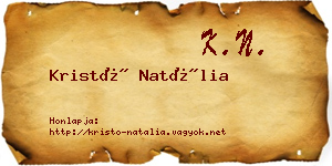 Kristó Natália névjegykártya